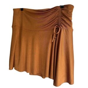 Free People Who’s That Caremel Ruched Asymmetrical Mini Skirt Size XL